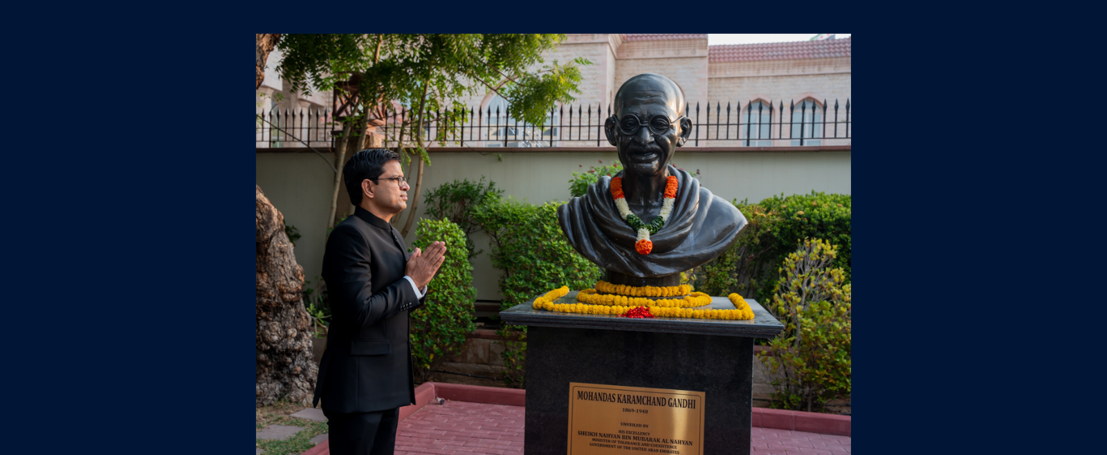 On the occasion of India’s 80th Independence Day, Consul General of India in Dubai, Dr. E. Vishnu Vardhan Reddy, paid floral tribute at the bust of Mahatma Gandhi at the Consulate General of India, Dubai, on 15 August 2026
