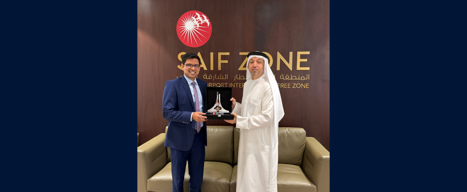 Consul General Dr. E. Vishnu Vardhan Reddy  @cgidubai  met H.E. Saud Al Mazrouei, CEO of Sharjah Airport International Free Zone.