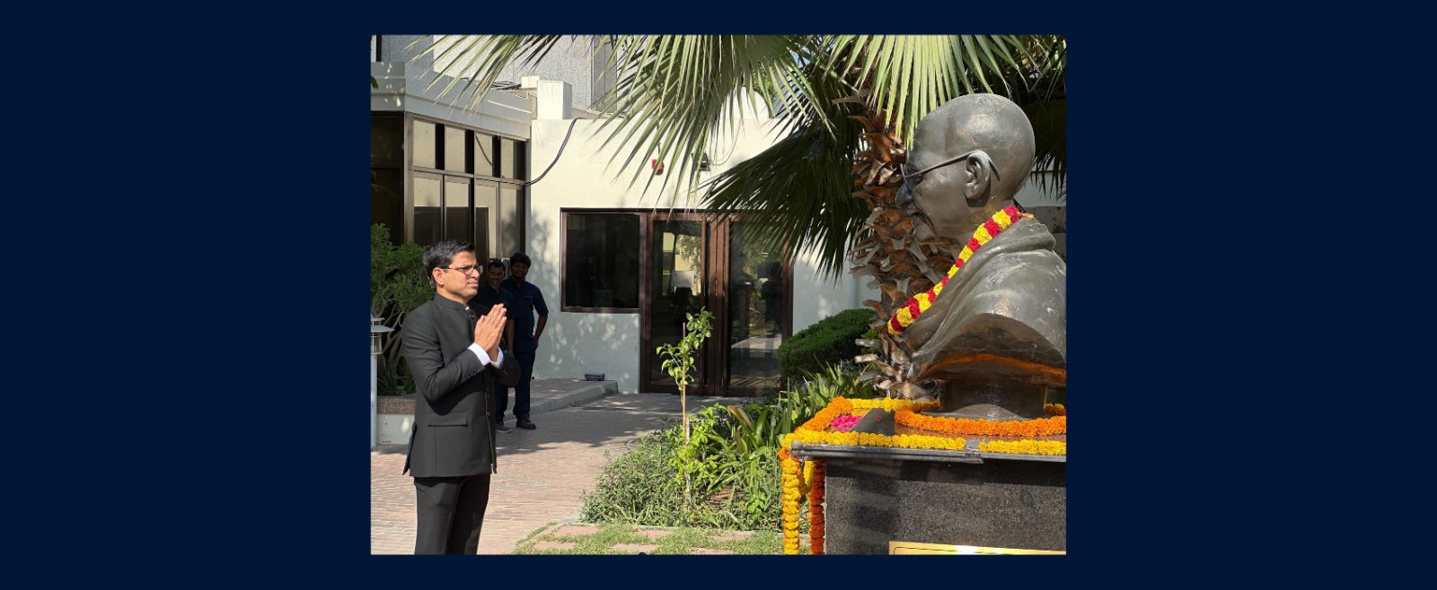 On the solemn occasion of GandhiJayanti, Consul General Dr. E. Vishnu Vardhan Reddy, paid floral homage to the bust of Mahatma Gandhi at the Consulate.