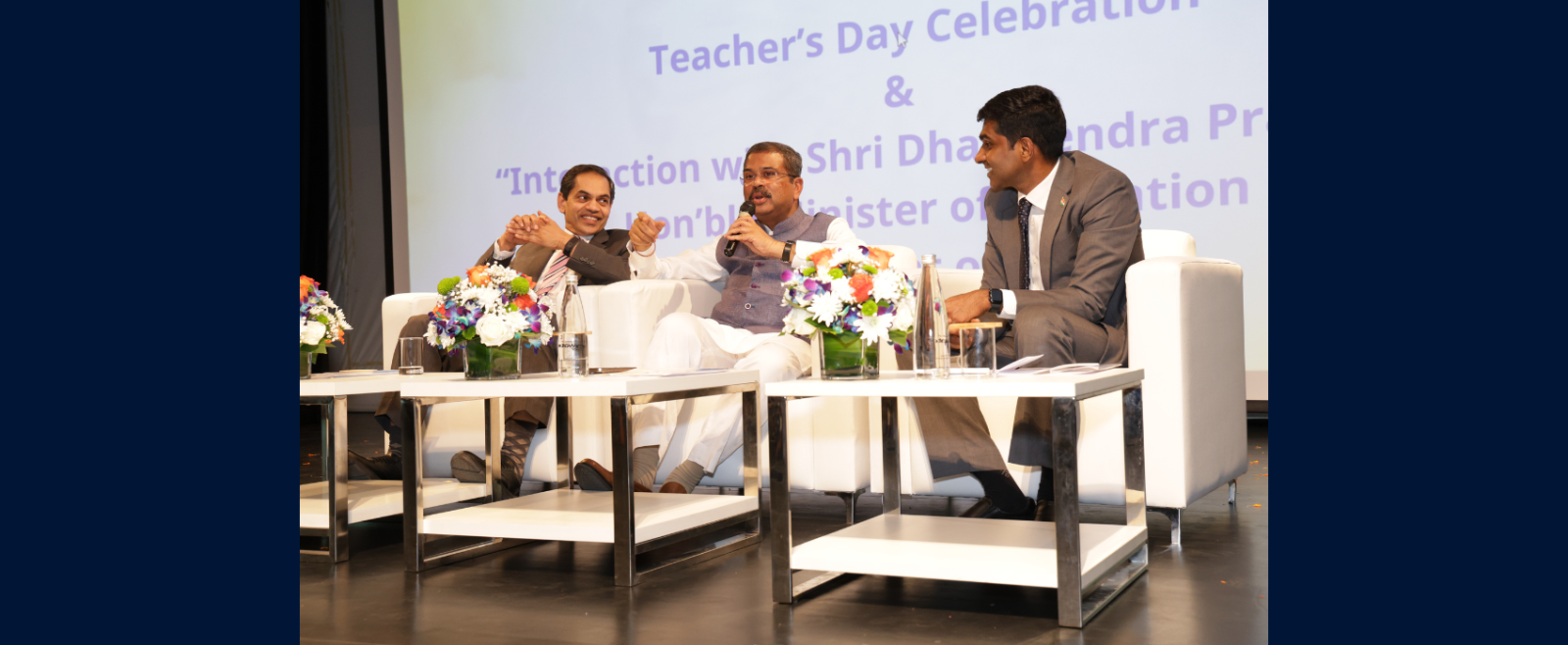 Hon’ble Shri Dharmendra Pradhan, Minister of Education, Government of India, Shri Sunjay Sudhir, Ambassador of India to the United Arab Emirates and Shri Satish Kumar Sivan, Consul General of India to Dubai and Northern Emirates during Interaction session with CBSE schools representatives in the United Arab Emirates. September 11, 2025