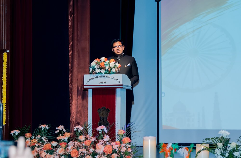 Consul General of India in Dubai, Dr. E. Vishnu Vardhan Reddy, addressed the Indian community on the occasion of India’s 80th Independence Day on 15 August 2026.