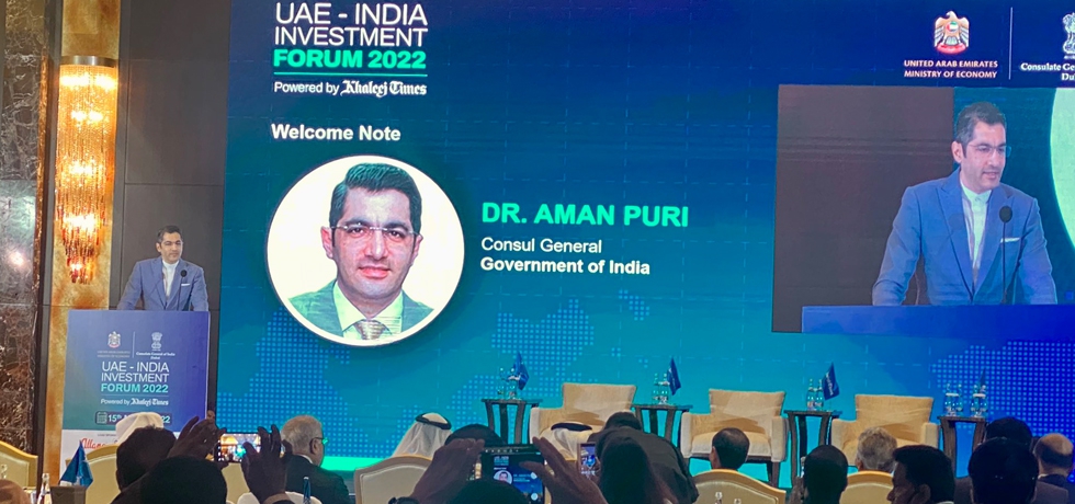 CG Dr. Puri during his address at UAE-India Investment Forum 2022. March 15, 2022