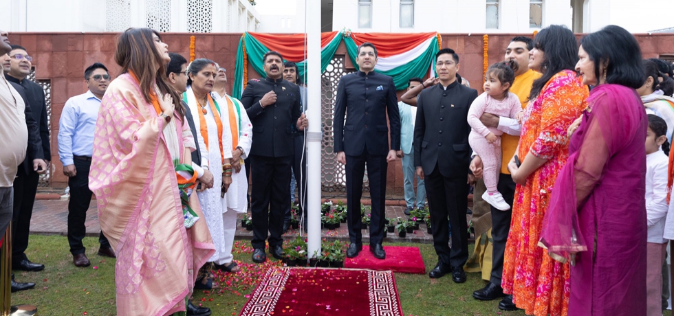 CG Dr. Aman Puri unfurled the National Flag on the occasion of 74th Republic Day at the Consulate General of India, Dubai. Jan 26, 2023